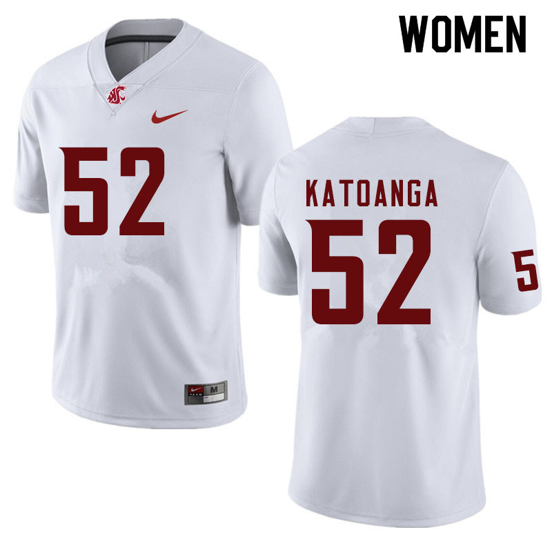 Women #52 Rocky Katoanga Washington State Cougars College Football Jerseys Sale-White